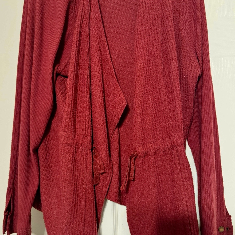 Red Open Front Cardigan